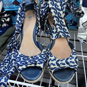 Blue & Cream UGG Strap wedge sandal